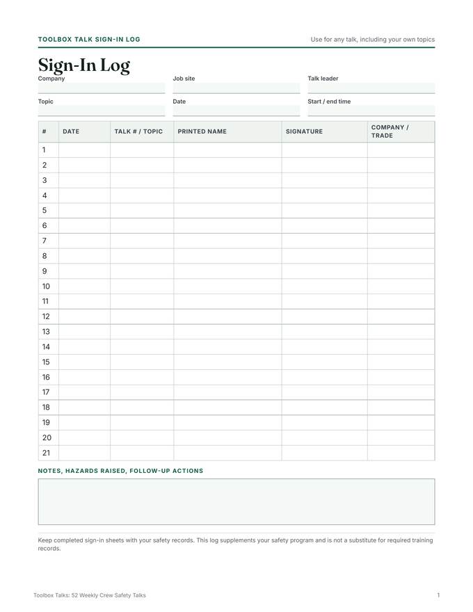 Sign-in log: real page from the download